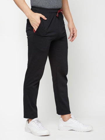 Sporto Men's Plaited Jersey Knit Black Track pants