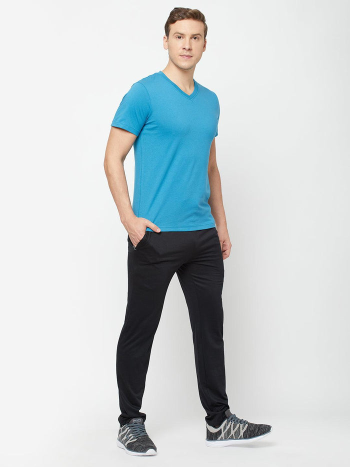 Sporto Men's Plaited Jersey Knit Black & Grey Track Pant