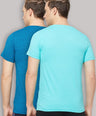 Sporto Men's V Neck T-Shirt - Pack of 2 [Sapphire Blue & Ocean Weave]