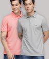 Sporto Men's Polo T-shirt -Pack of 2 [Grey & Pink]