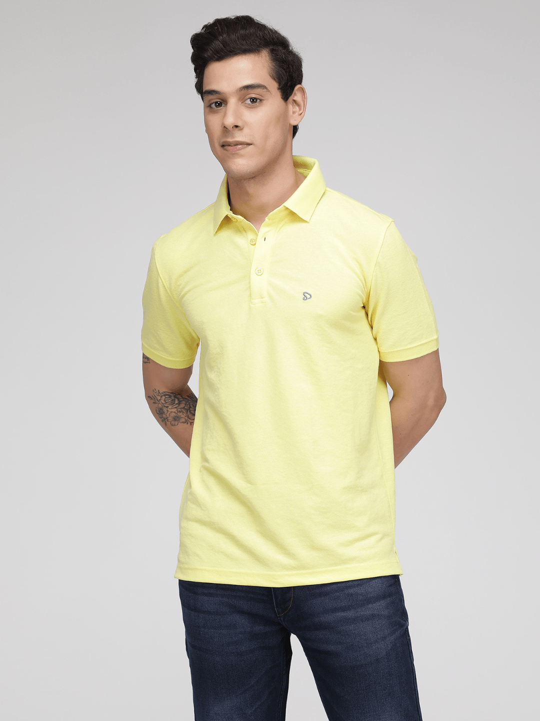 Sporto Men's Solid Polo T-Shirt - Yellow
