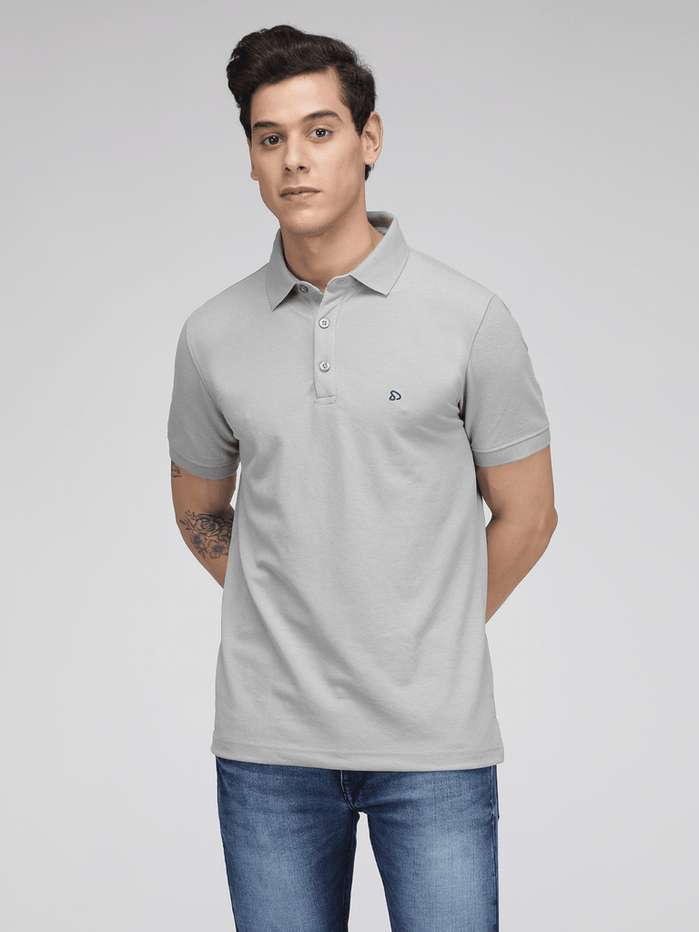 Sporto Men's Solid Polo T-Shirt Grey
