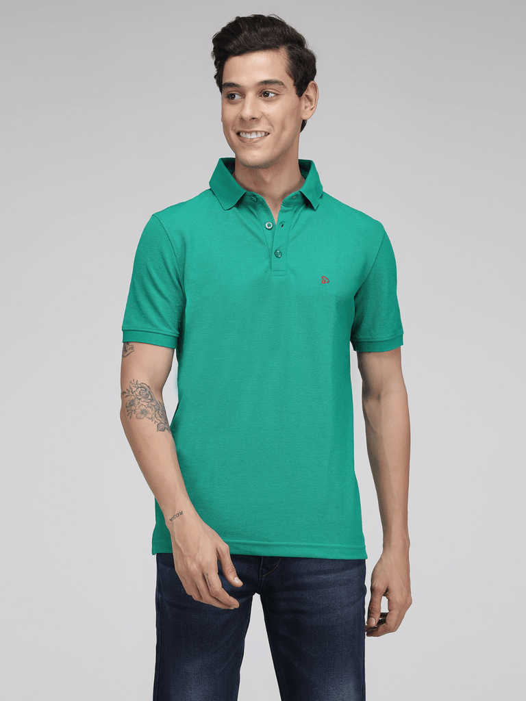 Sporto Men's Solid Polo T-Shirt Green