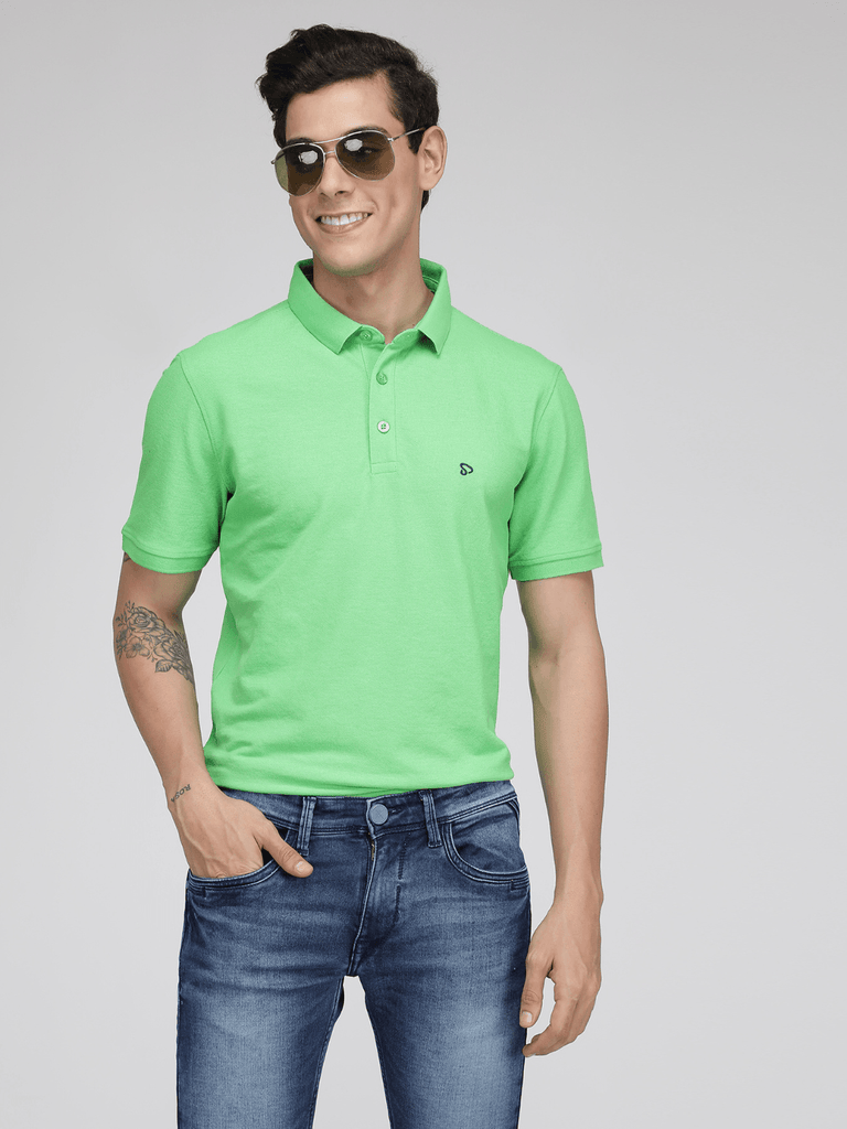 Sporto Men's Solid Polo T-Shirt -Tender Green - Sporto by Macho