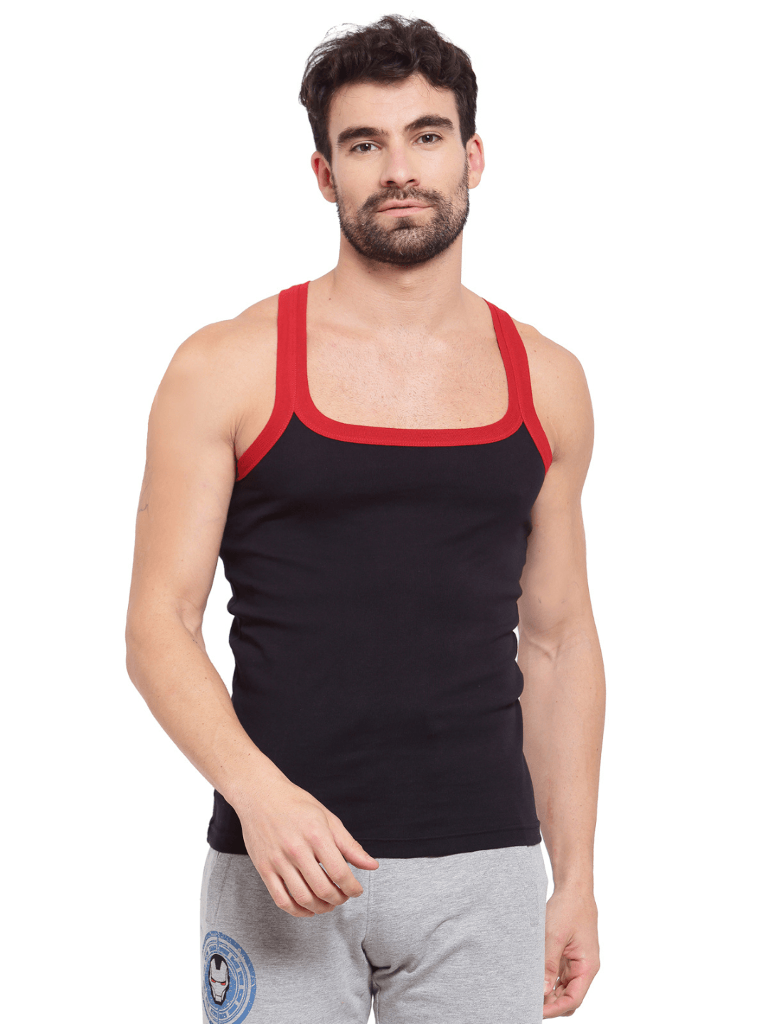 Men's Printed Gym Vest, Cotton (Pack Of 2)