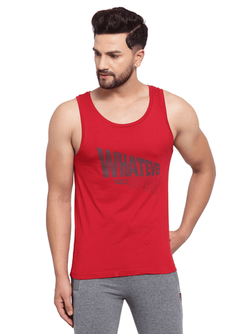 Men's Printed Gym Vest -Pack of 2 (Red & Blue)